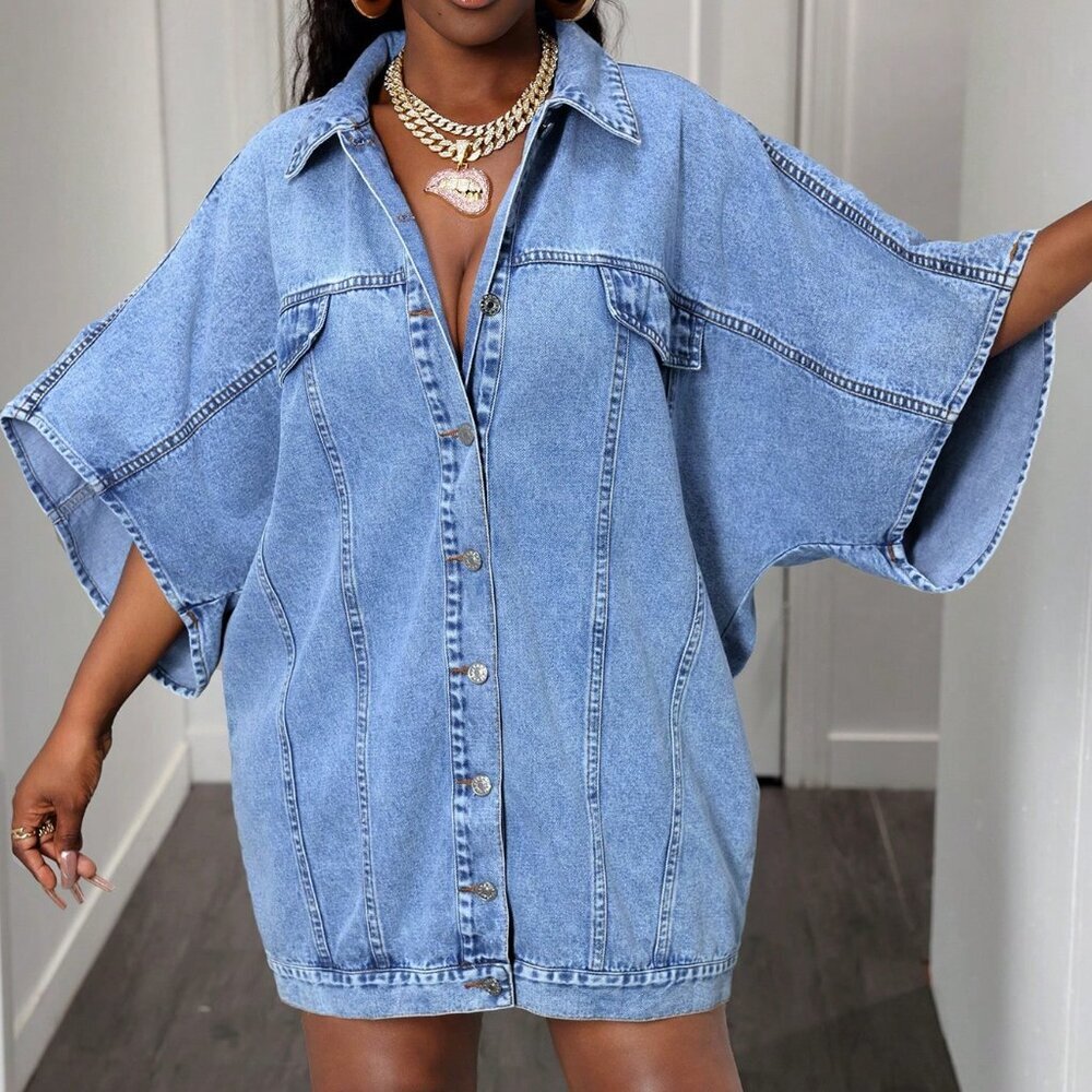 Blue Casual Women's Denim Dress - Picture 6 of 6